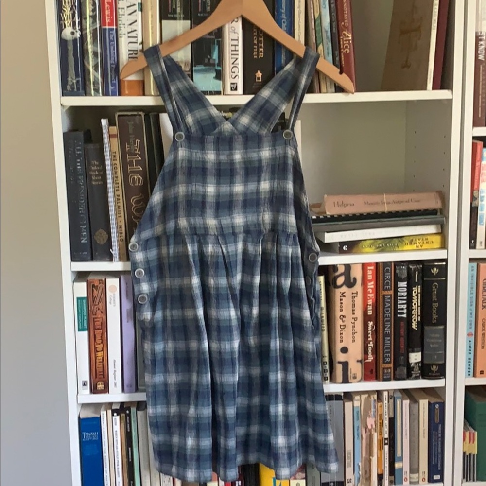 Vintage 90s grunge plaid dress overall jumper